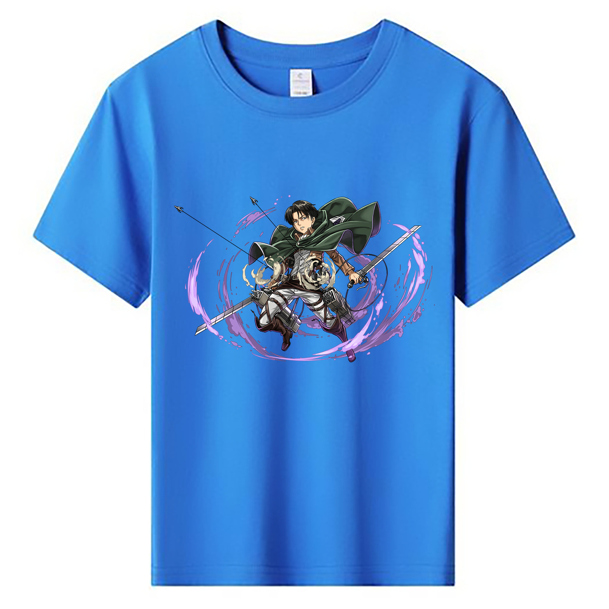 （画像用） 進撃の巨人 リヴァイ·アッカーマン Attack on Titan Levi Ackerman 綿100％キッズTシャツ（フロントプリント）